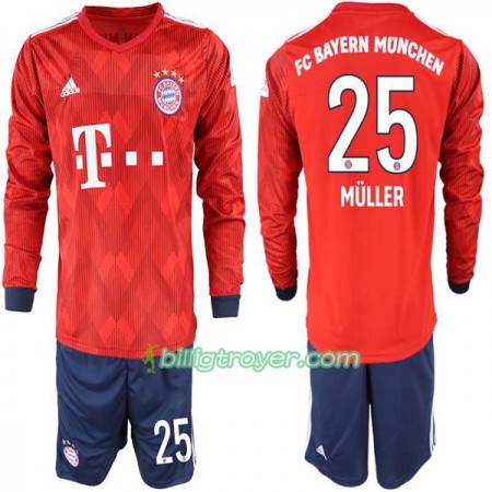 Billige Fotballdrakter FC Bayern München Müller 25 Barn Hjemmedraktsett 2018/19 Langermet